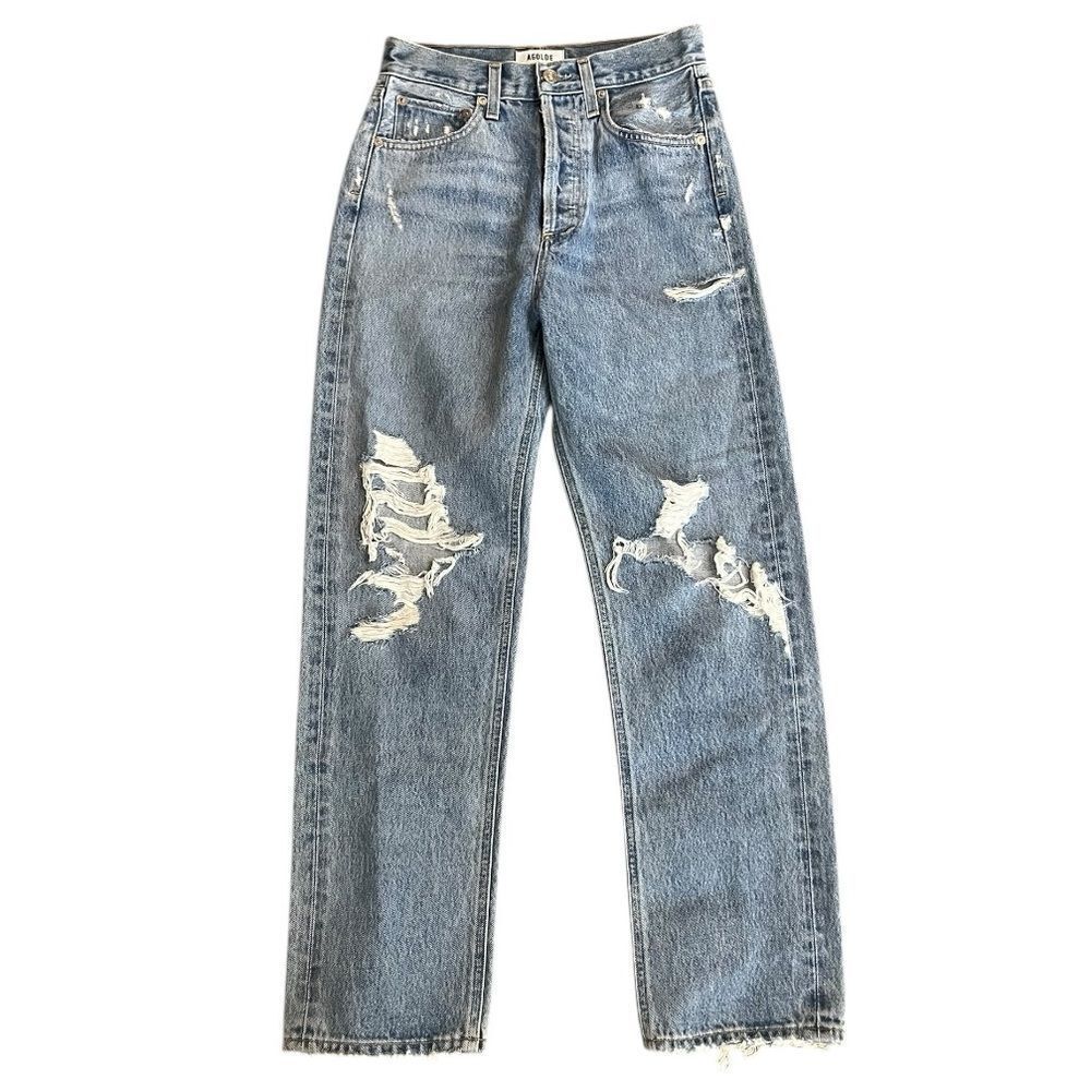 Agolde Classic Blue Denim with Silver Button
